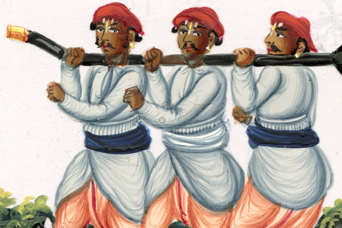 Indian Company School Mid-19th-century Gouache Mica Painting c.1850 – Lady in a Tonjon