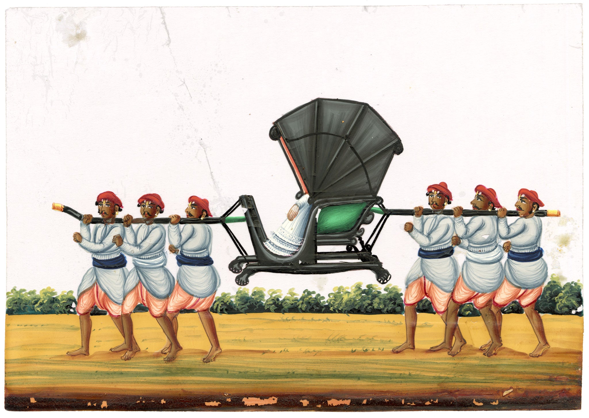 Indian Company School Mid-19th-century Gouache Mica Painting c.1850 – Lady in a Tonjon