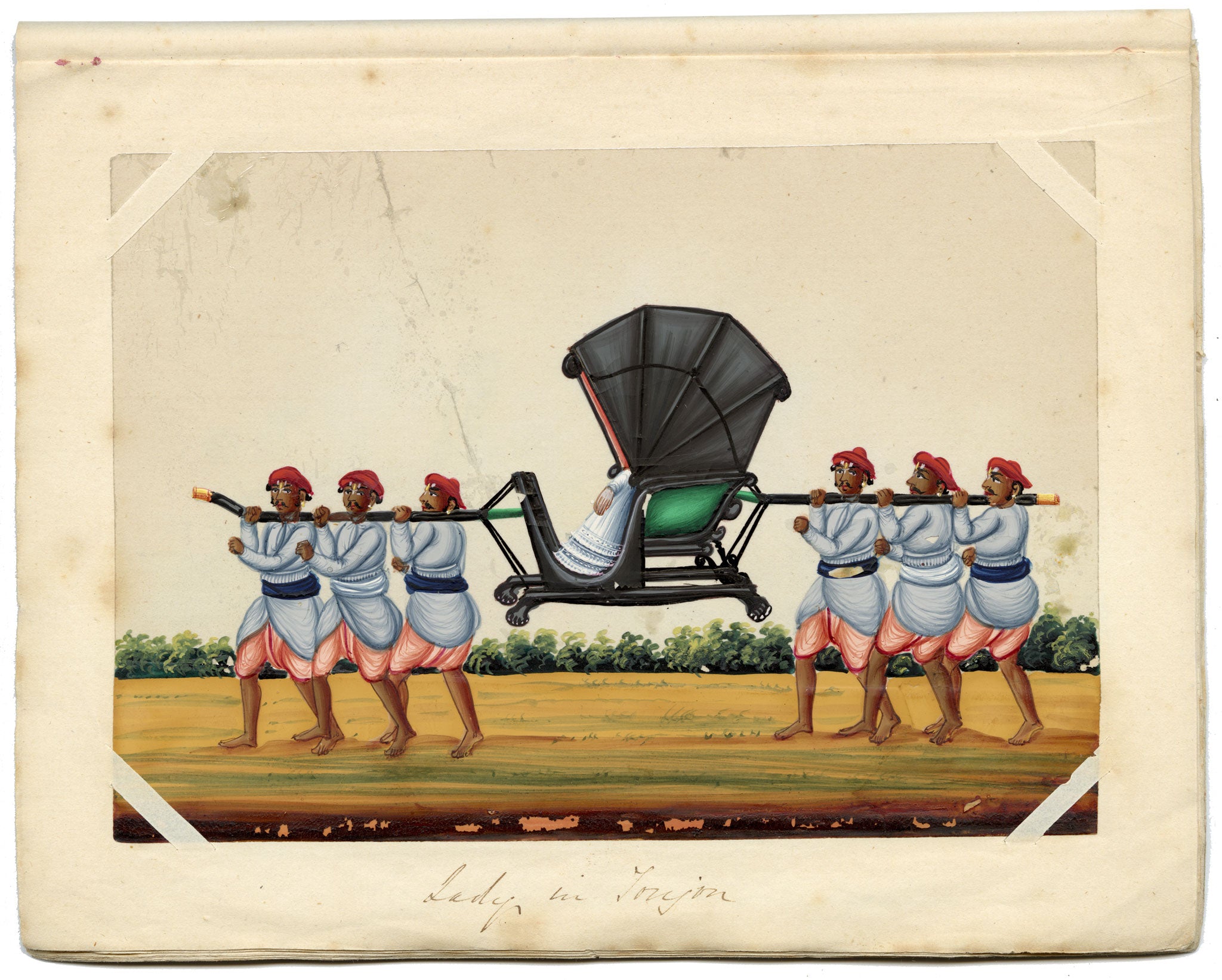 Indian Company School Mid-19th-century Gouache Mica Painting c.1850 – Lady in a Tonjon