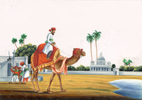 Indian Company School Mid-19th-century Gouache Mica Painting c.1850 – Government Messenger on a Camel