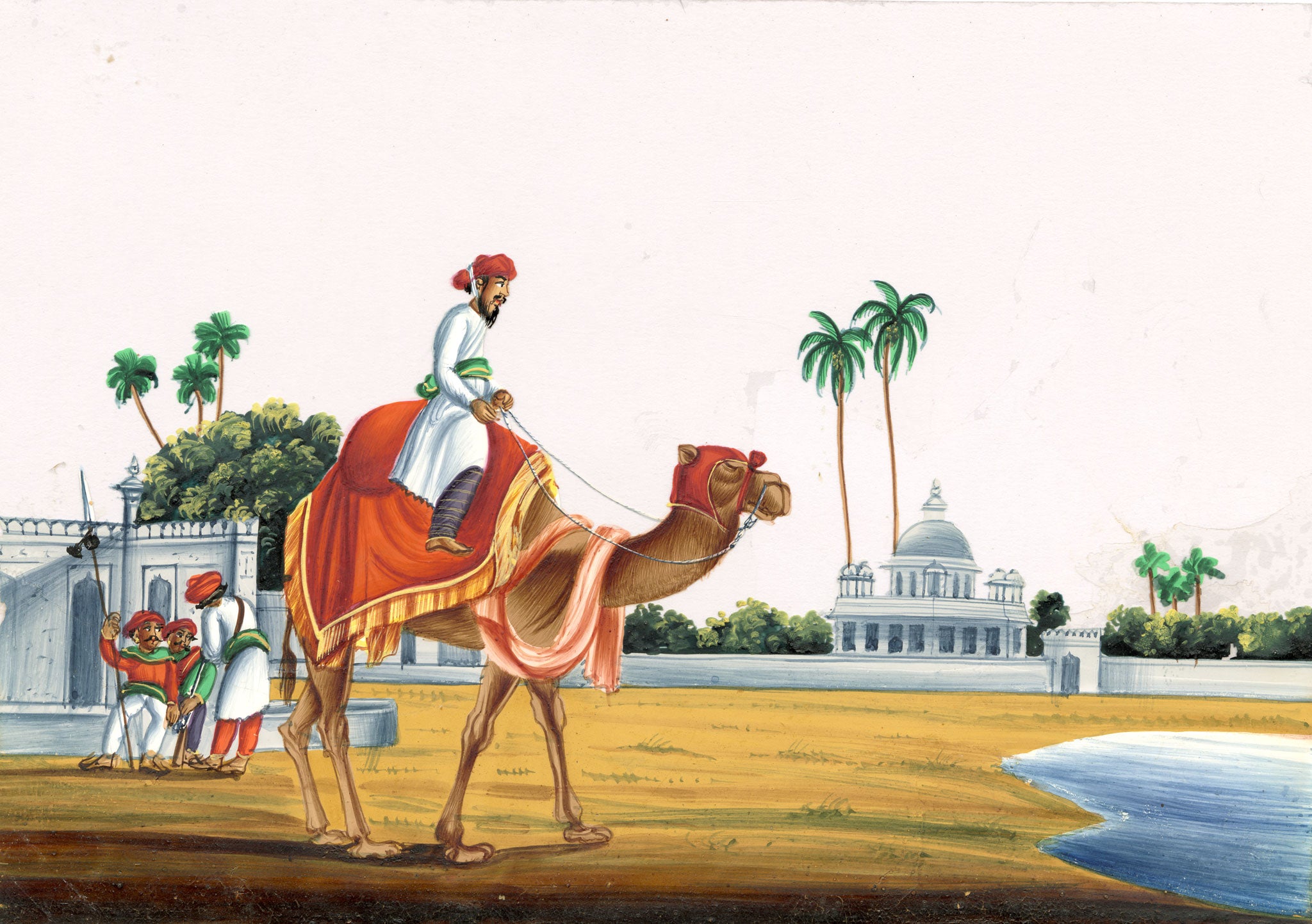 Indian Company School Mid-19th-century Gouache Mica Painting c.1850 – Government Messenger on a Camel
