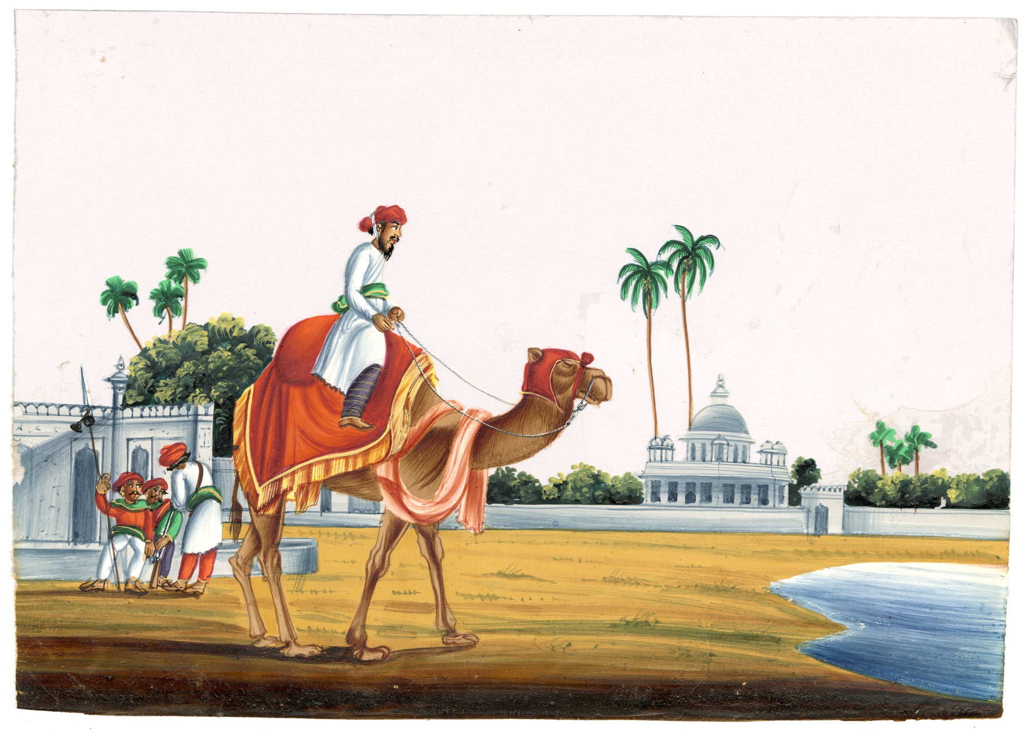 Indian Company School Mid-19th-century Gouache Mica Painting c.1850 – Government Messenger on a Camel