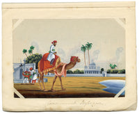 Indian Company School Mid-19th-century Gouache Mica Painting c.1850 – Government Messenger on a Camel