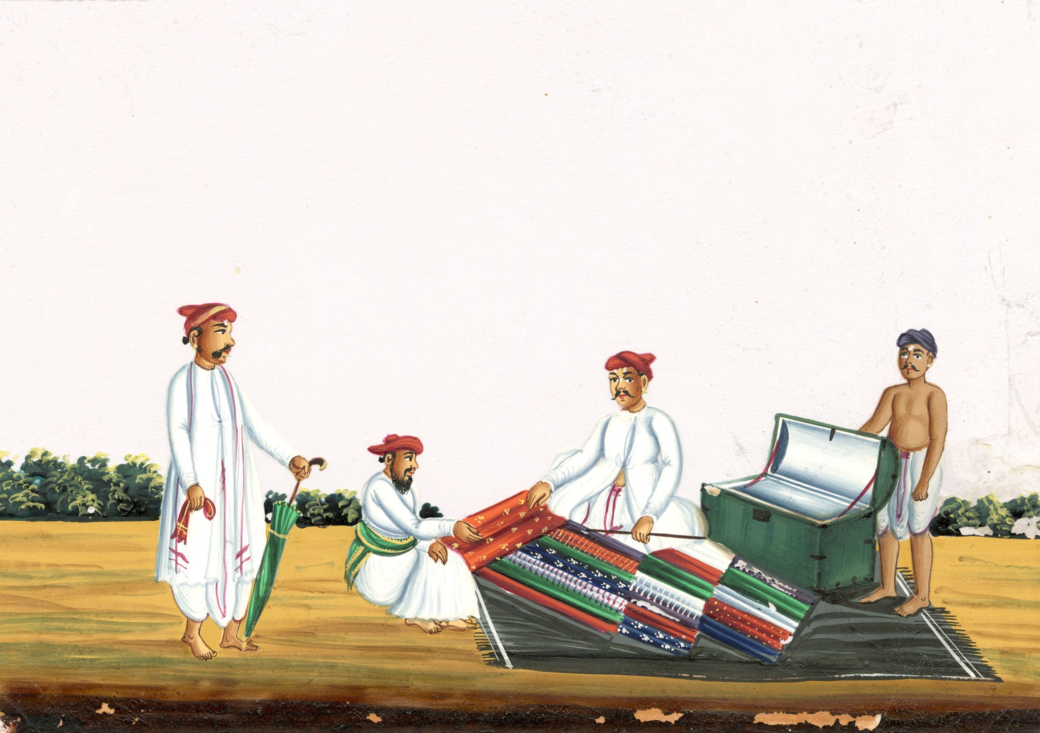 Indian Company School Mid-19th-century Gouache Mica Painting c.1850 – Hawker (Travelling Cloth Merchant)