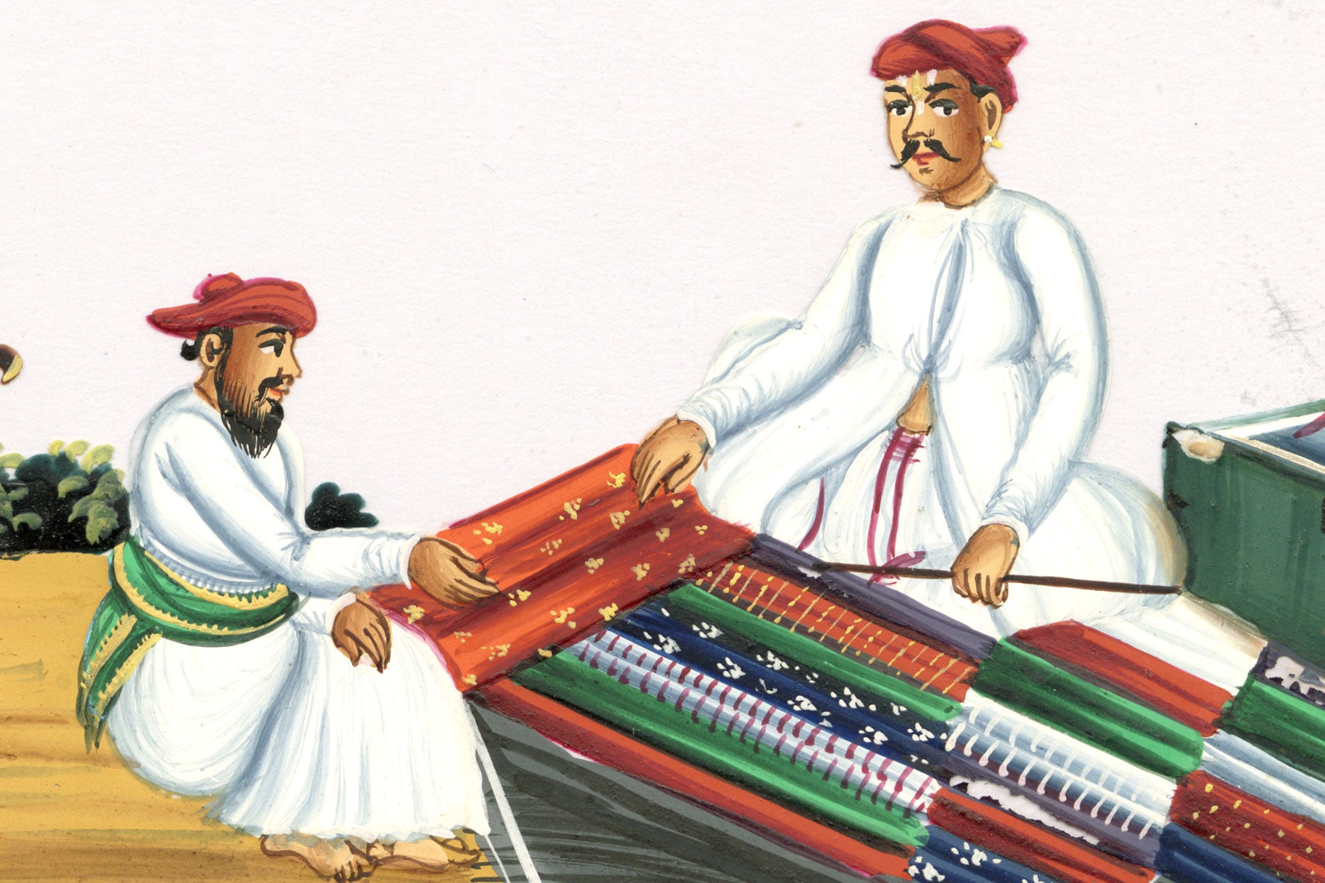 Indian Company School Mid-19th-century Gouache Mica Painting c.1850 – Hawker (Travelling Cloth Merchant)