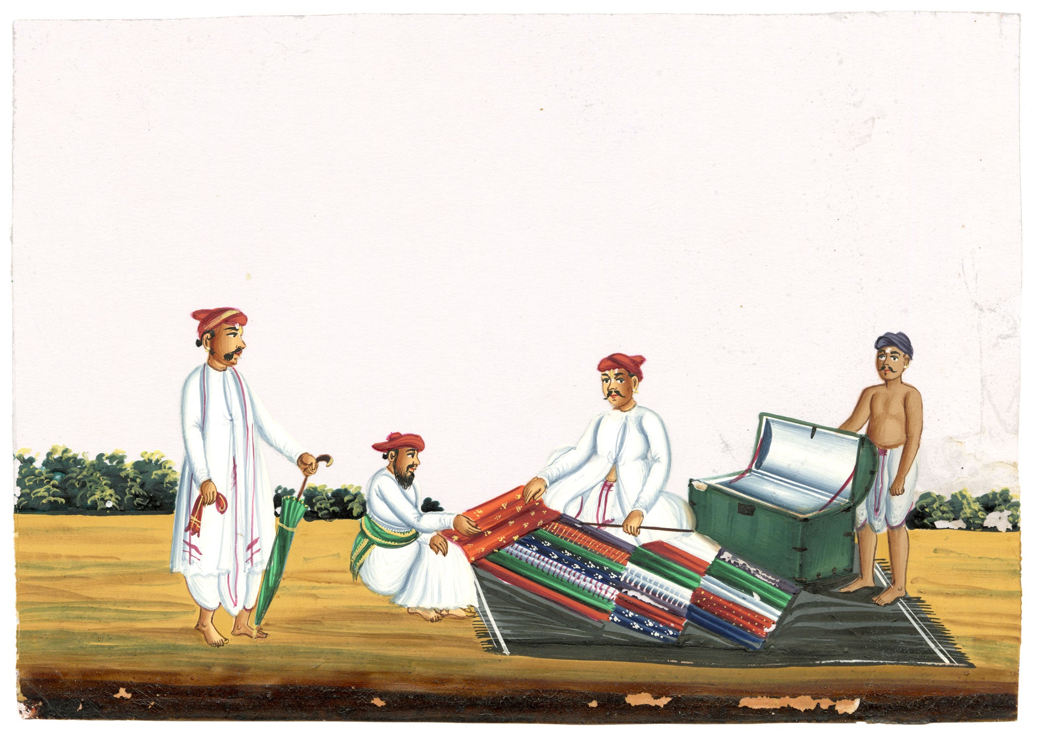 Indian Company School Mid-19th-century Gouache Mica Painting c.1850 – Hawker (Travelling Cloth Merchant)