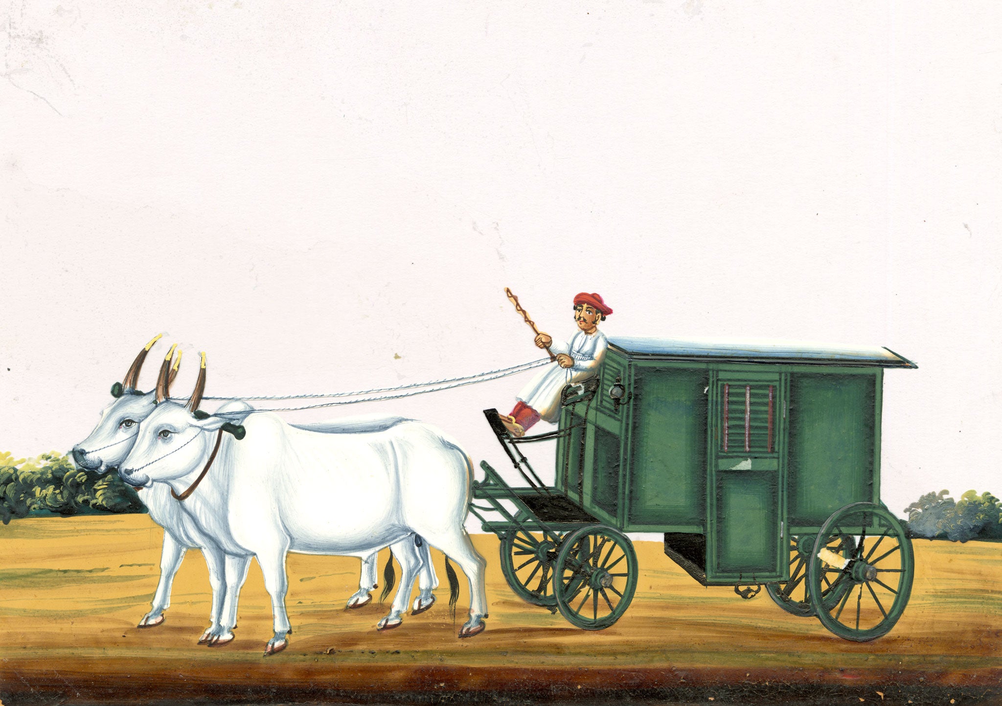 Indian Company School Mid-19th-century Gouache Mica Painting c.1850 – Palki Gharry