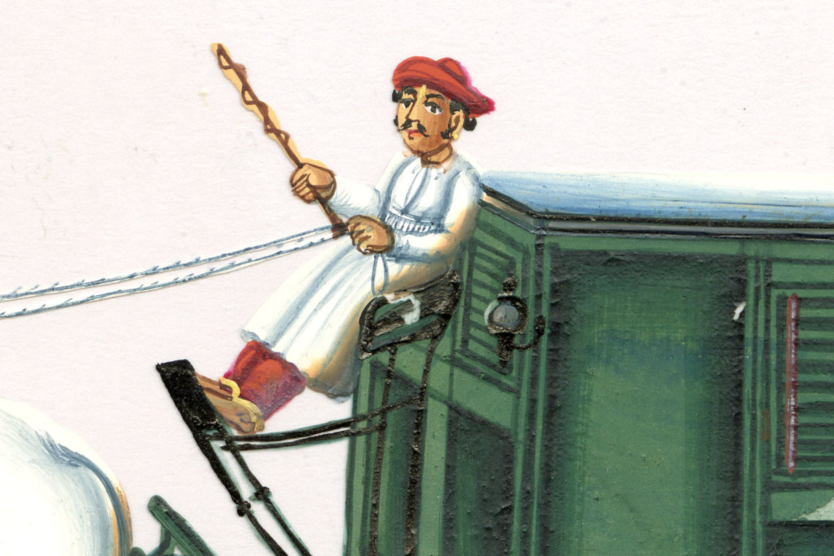 Indian Company School Mid-19th-century Gouache Mica Painting c.1850 – Palki Gharry