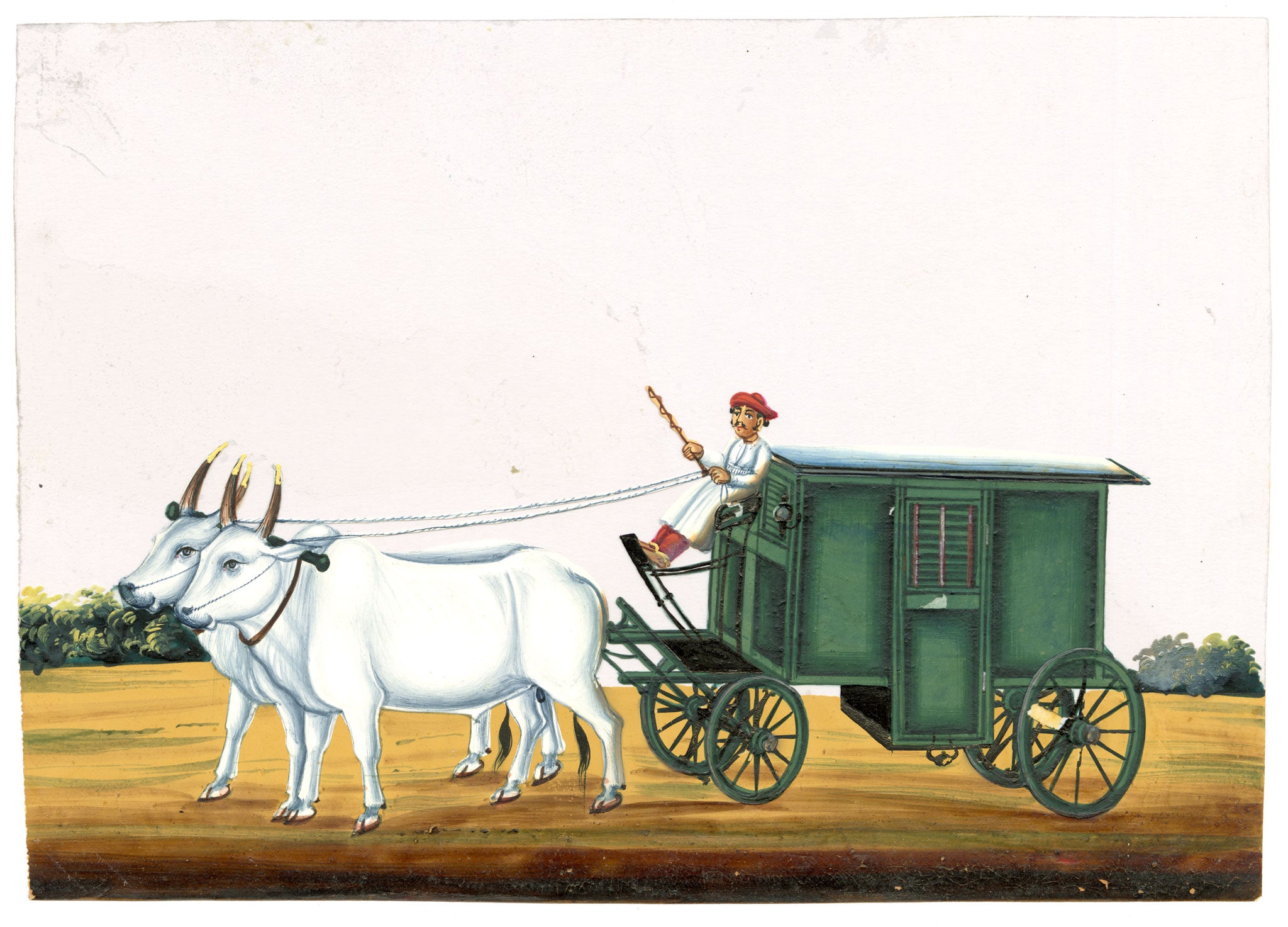 Indian Company School Mid-19th-century Gouache Mica Painting c.1850 – Palki Gharry