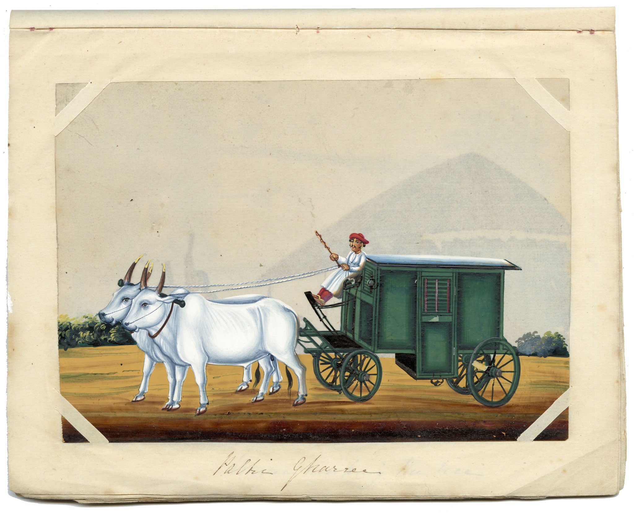 Indian Company School Mid-19th-century Gouache Mica Painting c.1850 – Palki Gharry