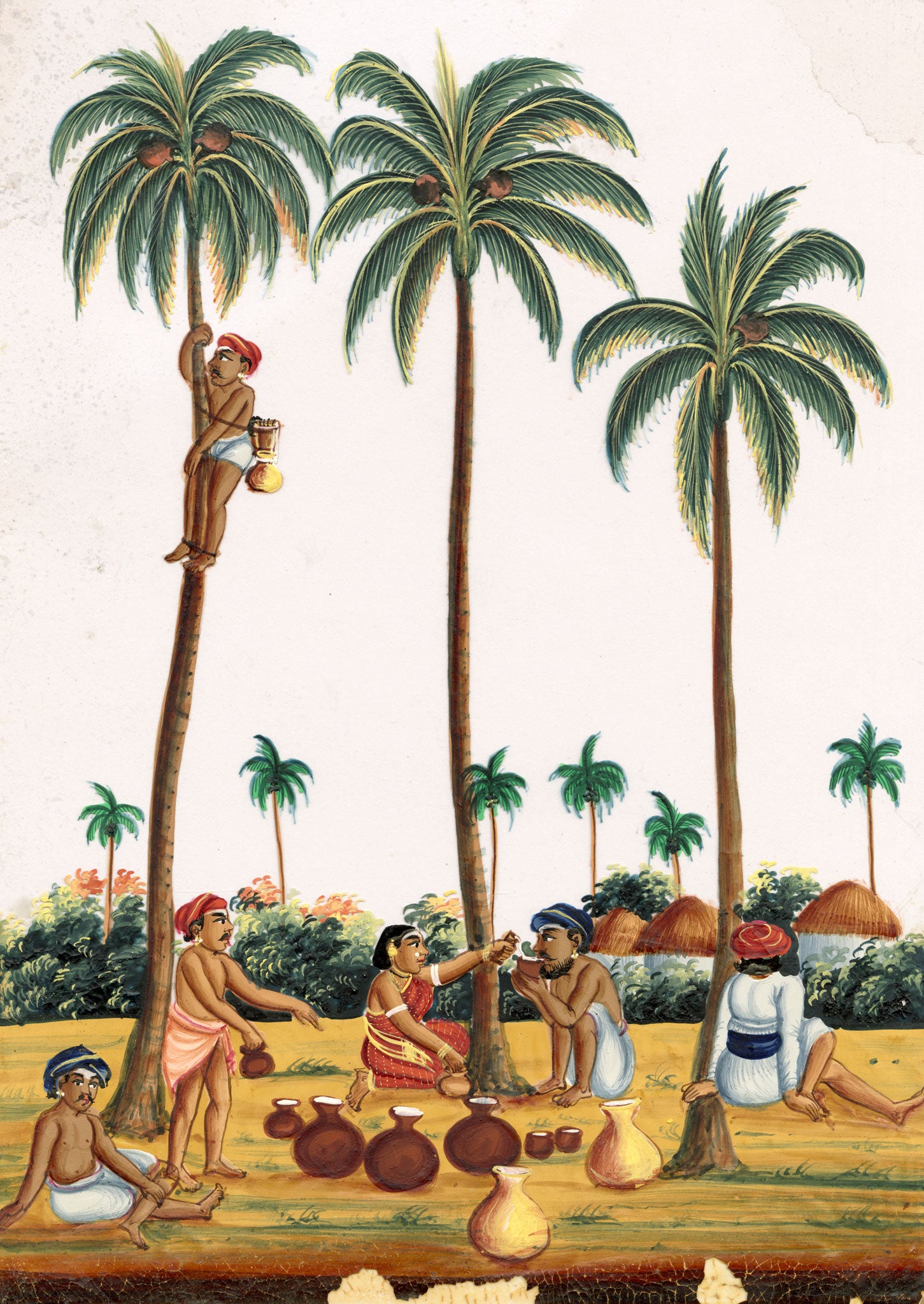 Indian Company School Mid-19th-century Gouache Mica Painting c.1850 – Toddy Drawing
