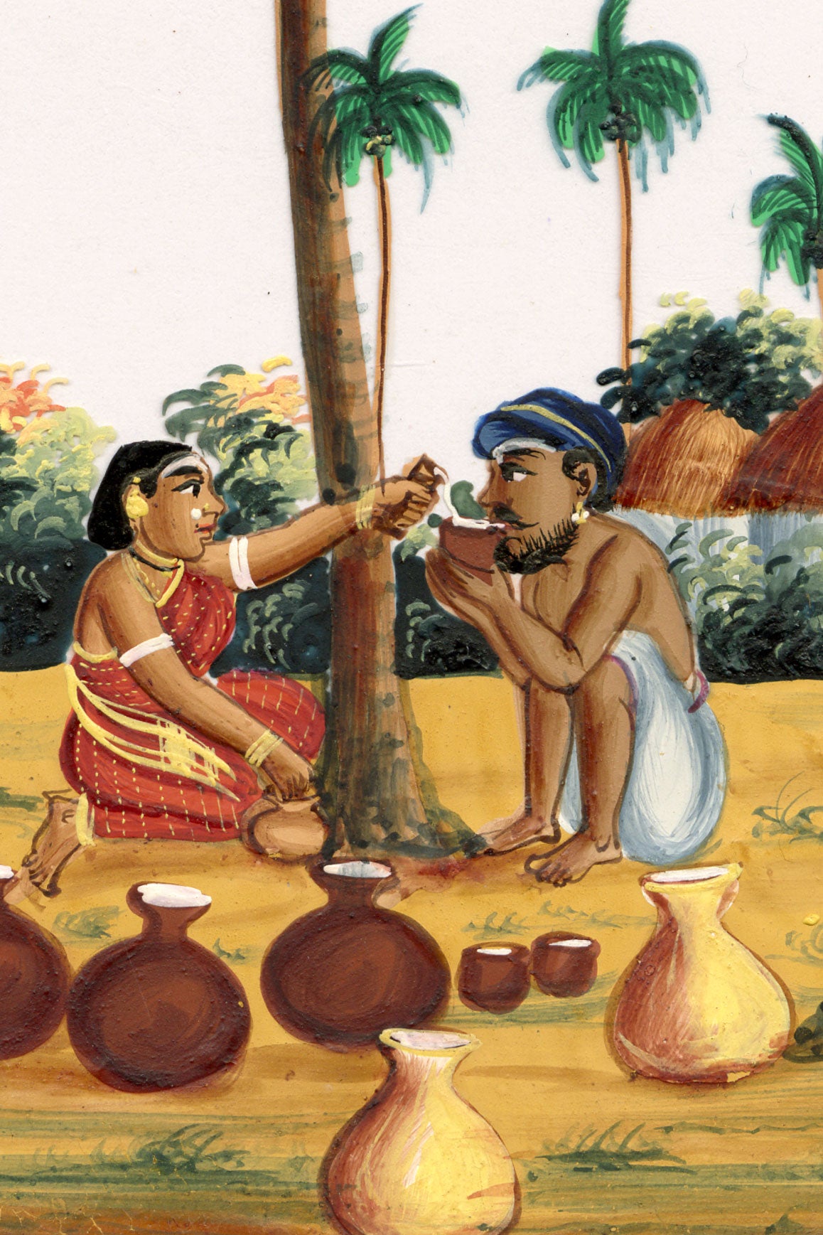 Indian Company School Mid-19th-century Gouache Mica Painting c.1850 – Toddy Drawing
