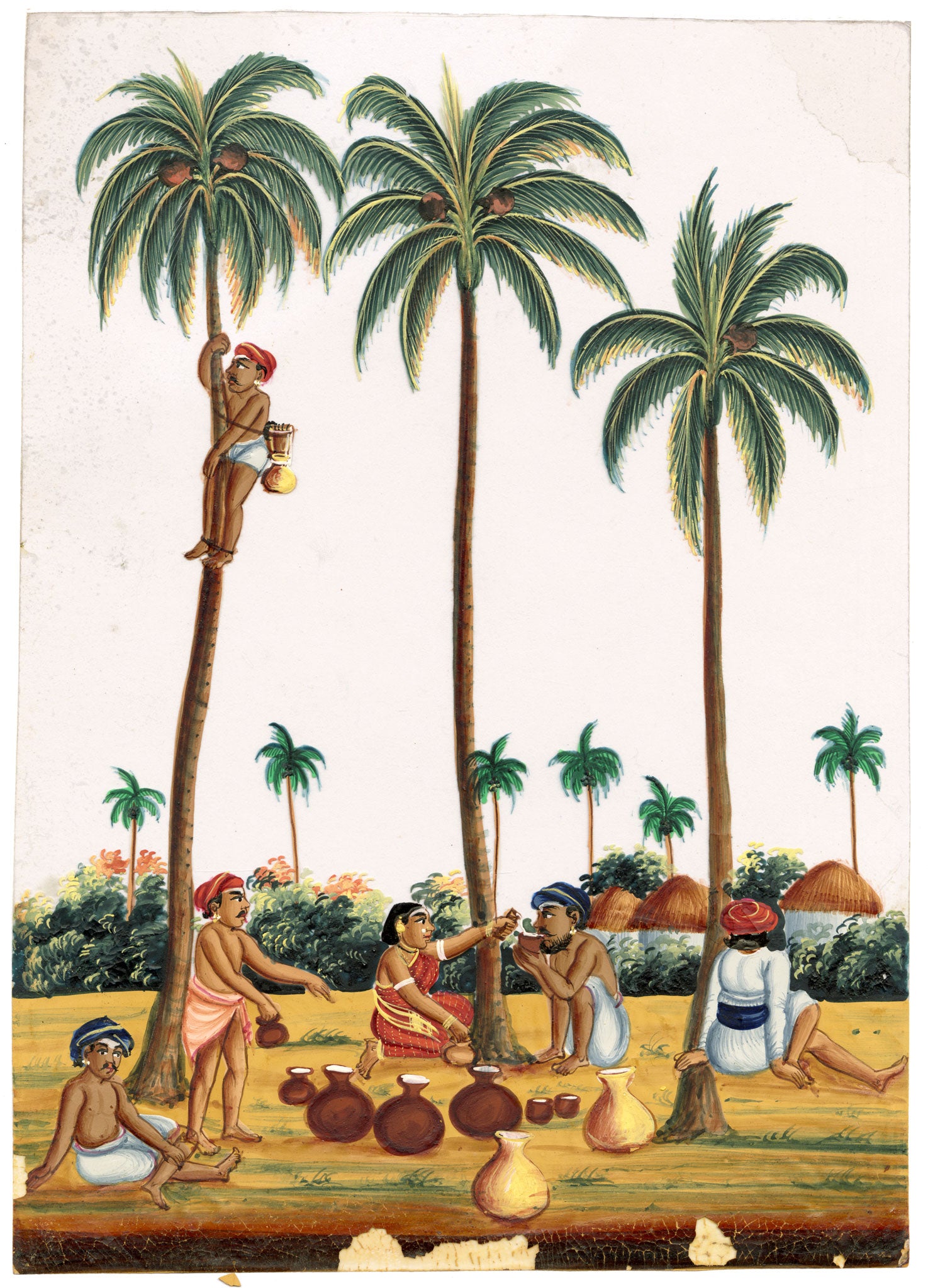 Indian Company School Mid-19th-century Gouache Mica Painting c.1850 – Toddy Drawing