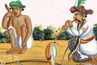 Indian Company School Mid-19th-century Gouache Mica Painting c.1850 – Snake Charmers