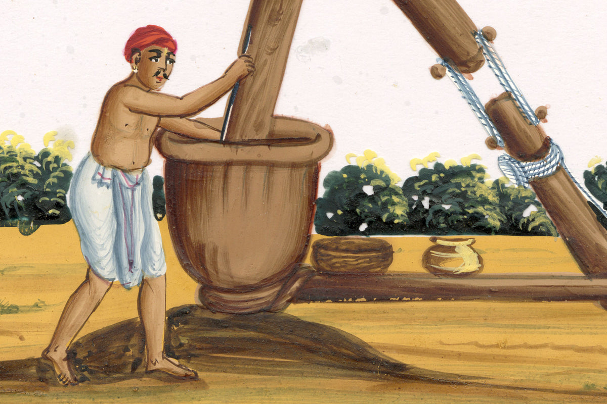Indian Company School Mid-19th-century Gouache Mica Painting c.1850 – Oil Mill