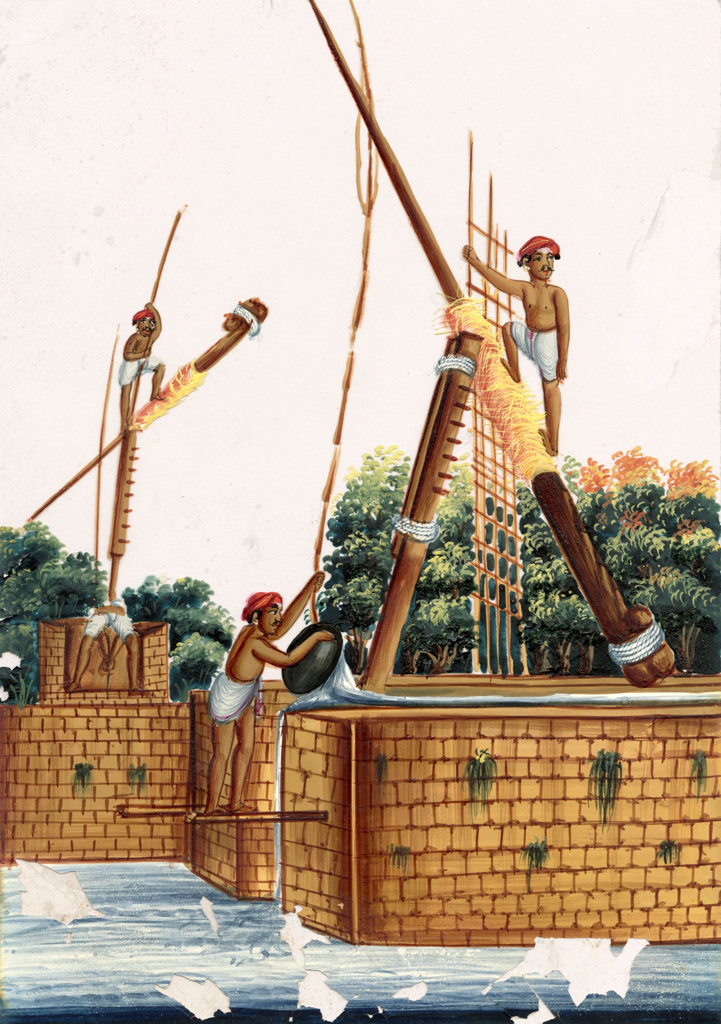 Indian Company School Mid-19th-century Gouache Mica Painting c.1850 – Picottah for Raising Water