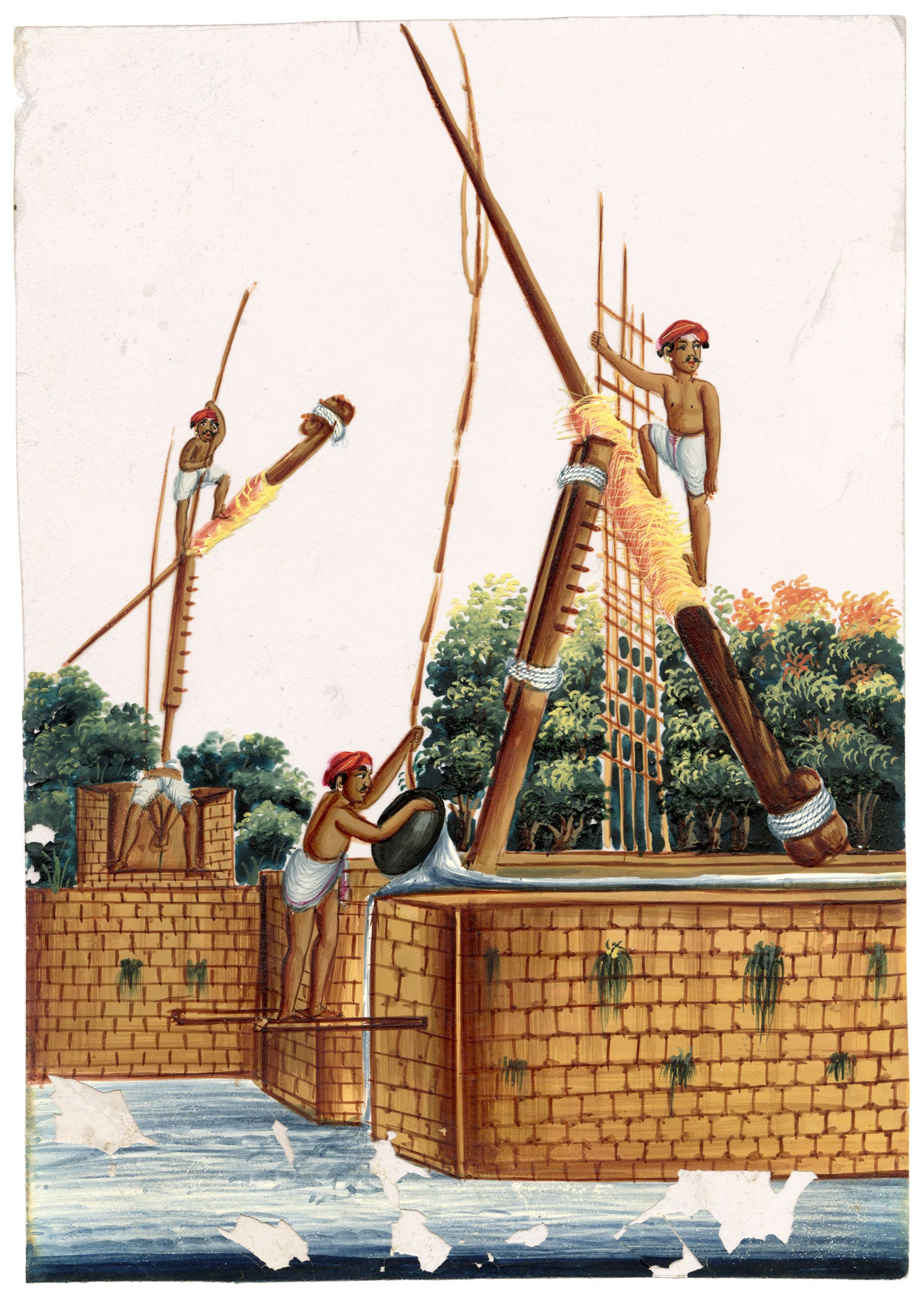 Indian Company School Mid-19th-century Gouache Mica Painting c.1850 – Picottah for Raising Water