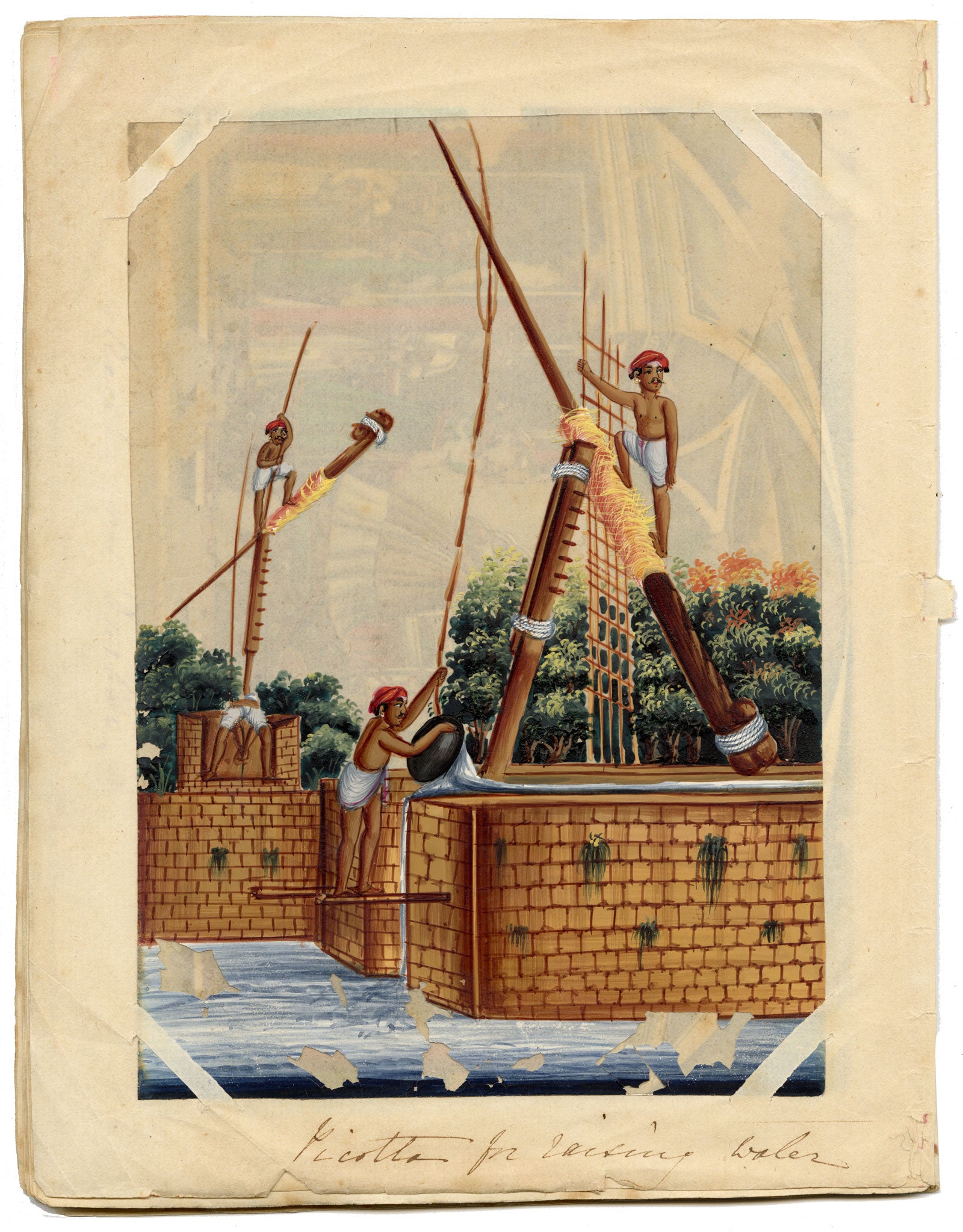 Indian Company School Mid-19th-century Gouache Mica Painting c.1850 – Picottah for Raising Water