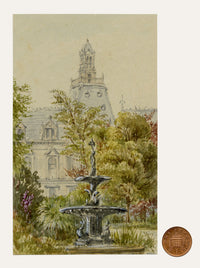 Anon., Public Garden Fountain, Rouen, France – c.1874 watercolour painting