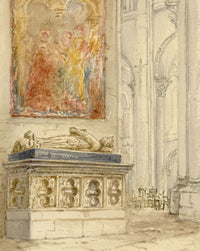 Anon., Church Interior with Tomb Effigy & Painting – c.1874 watercolour painting