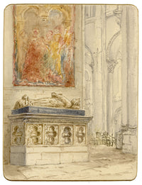 Anon., Church Interior with Tomb Effigy & Painting – c.1874 watercolour painting