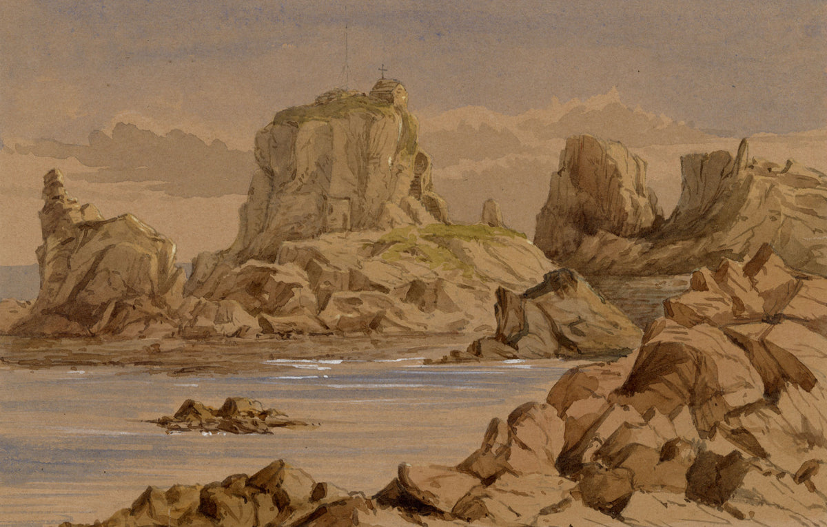 Anon., St Elidius Hermitage, St Helen's, Isles of Scilly – c.1874 watercolour painting