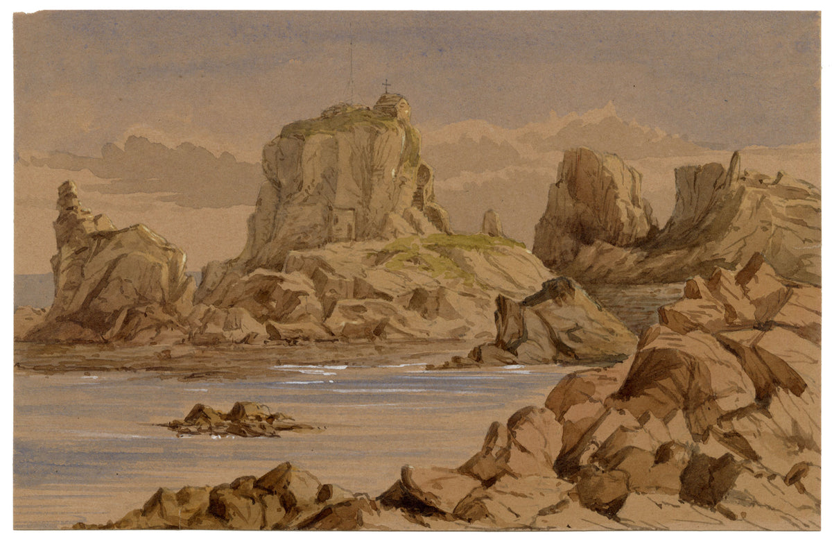 Anon., St Elidius Hermitage, St Helen's, Isles of Scilly – c.1874 watercolour painting