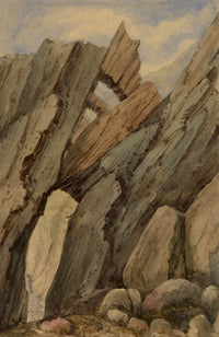 Anon., Rocks at Grève de Lecq, Jersey, Channel Islands – c.1874 watercolour painting