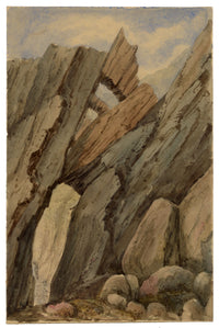 Anon., Rocks at Grève de Lecq, Jersey, Channel Islands – c.1874 watercolour painting