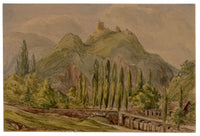 Anon., Poplar Trees on Moselle River, Germany – c.1874 watercolour painting