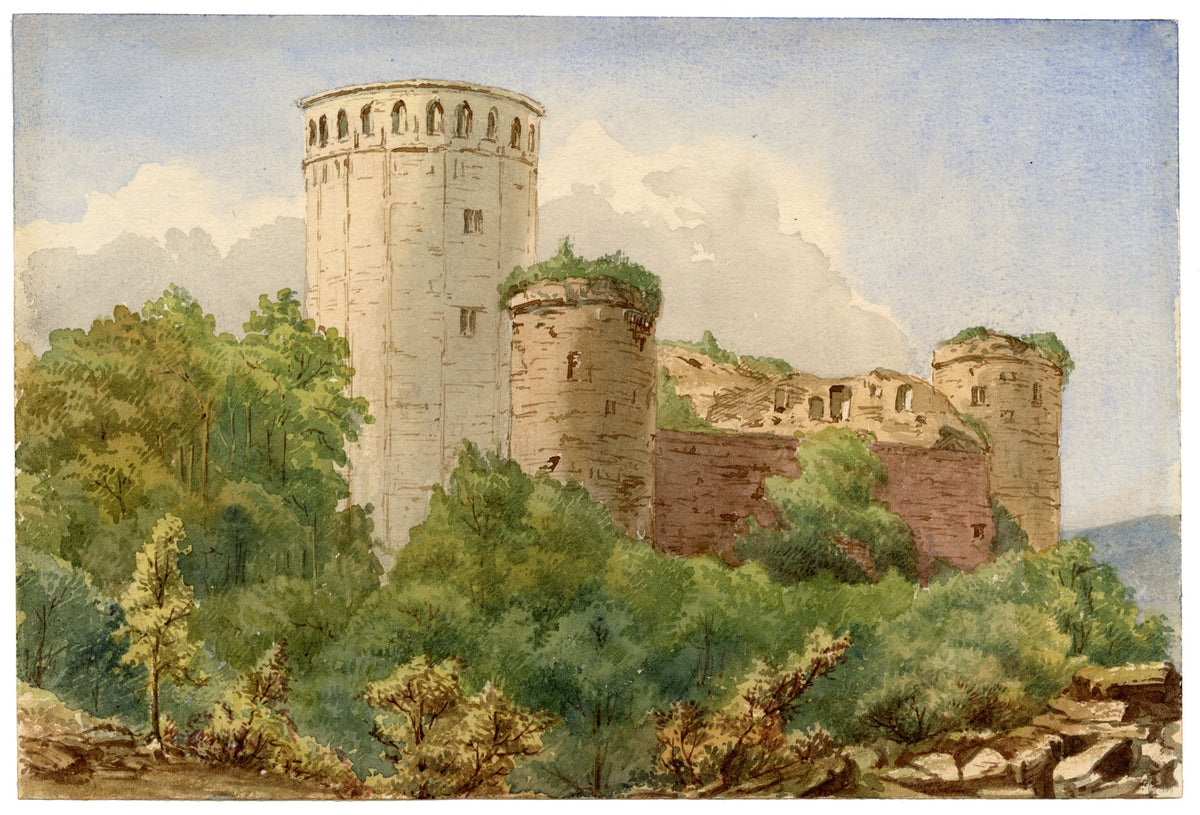 Anon., Château de Coucy, Picardy, France – c.1874 watercolour painting