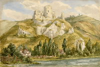 Anon., Château Gaillard, Les Andelys, Normandy, France – c.1874 watercolour painting