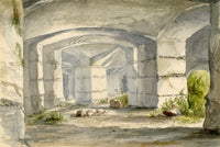 Anon., Dungeons at Château Gaillard, Les Andelys, Normandy, France – c.1874 watercolour painting