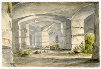 Anon., Dungeons at Château Gaillard, Les Andelys, Normandy, France – c.1874 watercolour painting