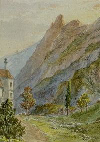 Anon., Mountainside with Poplar Tree – c.1874 watercolour painting