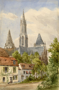 Anon., Senlis Cathedral, Senlis, Oise, France – c.1874 watercolour painting