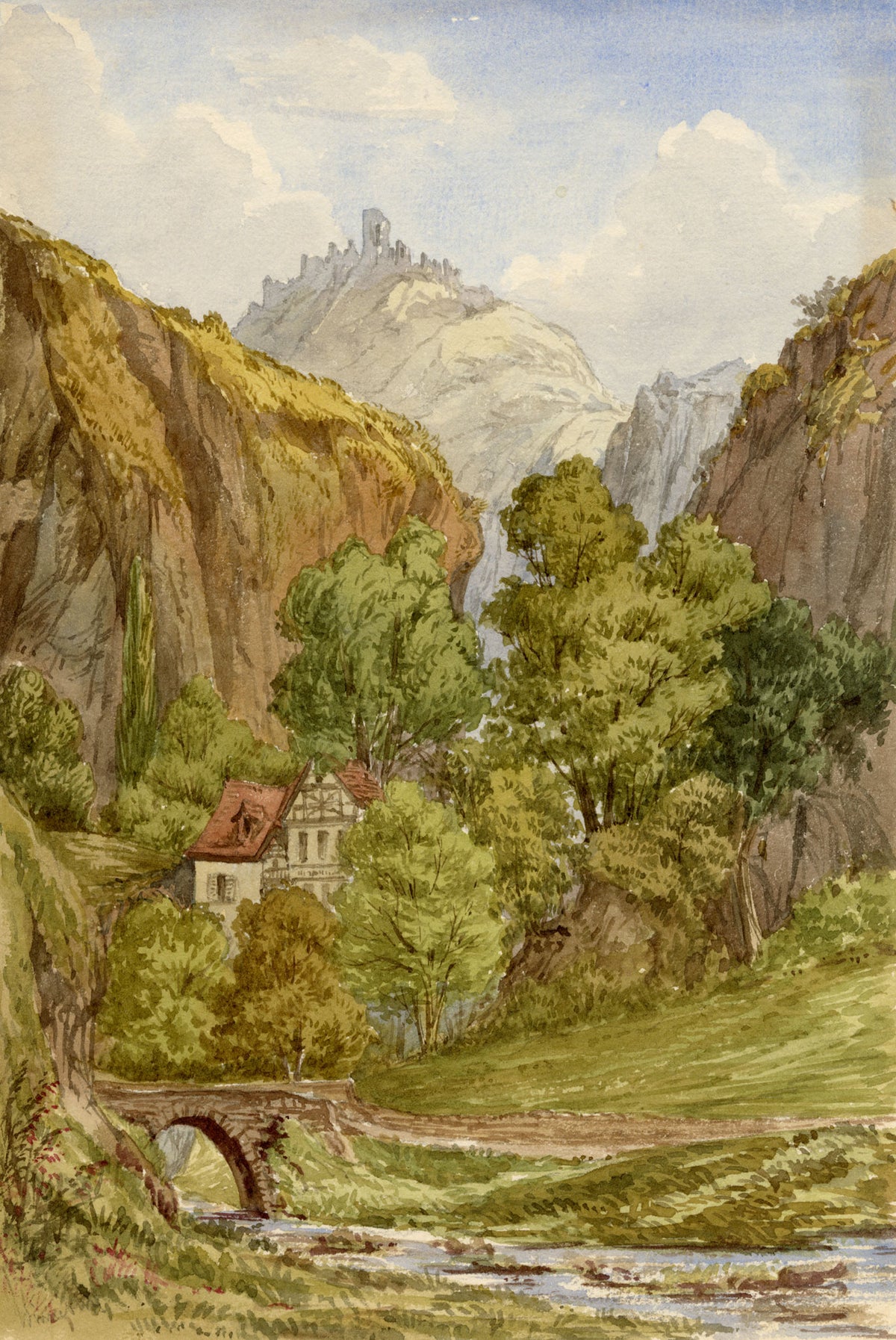 Anon., Winneburg, Cochem, Eifel, Germany – c.1874 watercolour painting