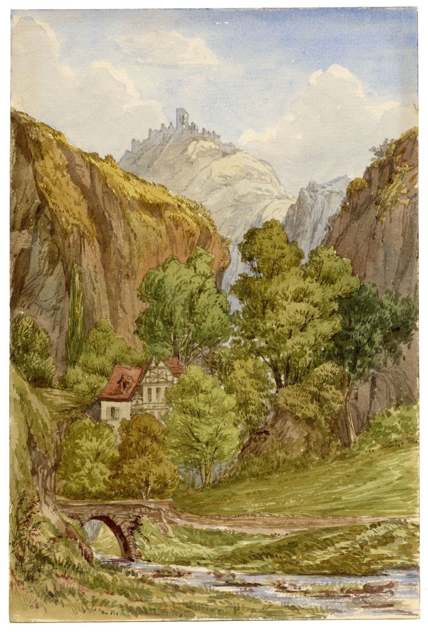 Anon., Winneburg, Cochem, Eifel, Germany – c.1874 watercolour painting