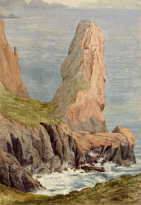 Anon., Le Pinacle, Coastal Rock, Jersey, Channel Islands – c.1874 watercolour painting