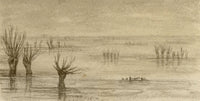 C.A. Collis, Wetland near Oxford – 1879 watercolour painting