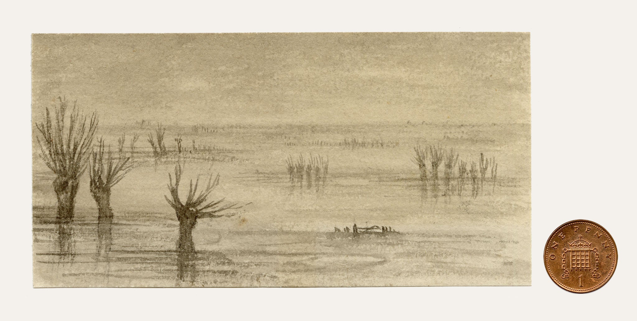 C.A. Collis, Wetland near Oxford – 1879 watercolour painting