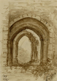 C.A. Collis, Wingfield Manor Chapel Archway, Derbyshire – 1881 watercolour painting