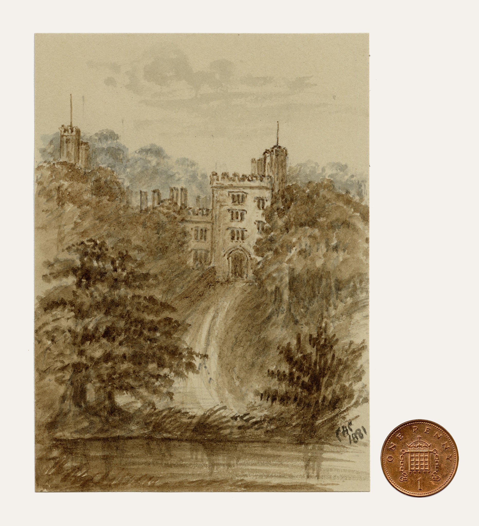 C.A. Collis, Haddon Hall Gateway, Derbyshire – 1881 watercolour painting