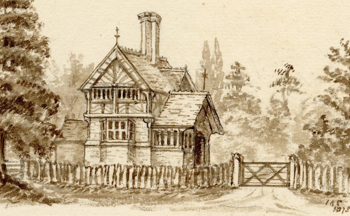 C.A. Collis, Madresfield Court, New North Lodge, Malvern, Worcestershire – 1875 watercolour painting