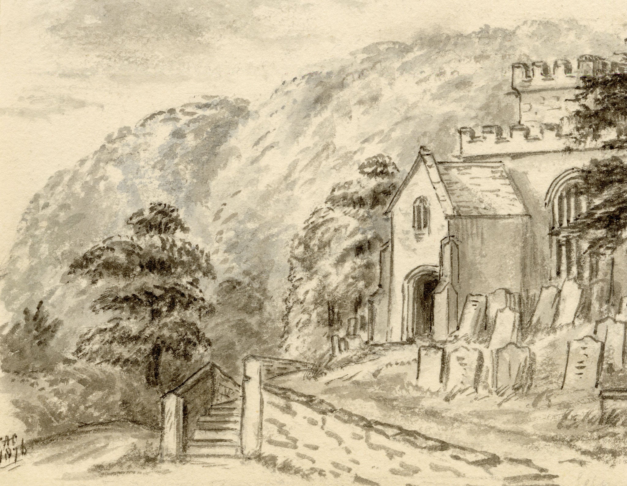 C.A. Collis, Church of All Saints, Selworthy, Somerset – 1876 watercolour painting