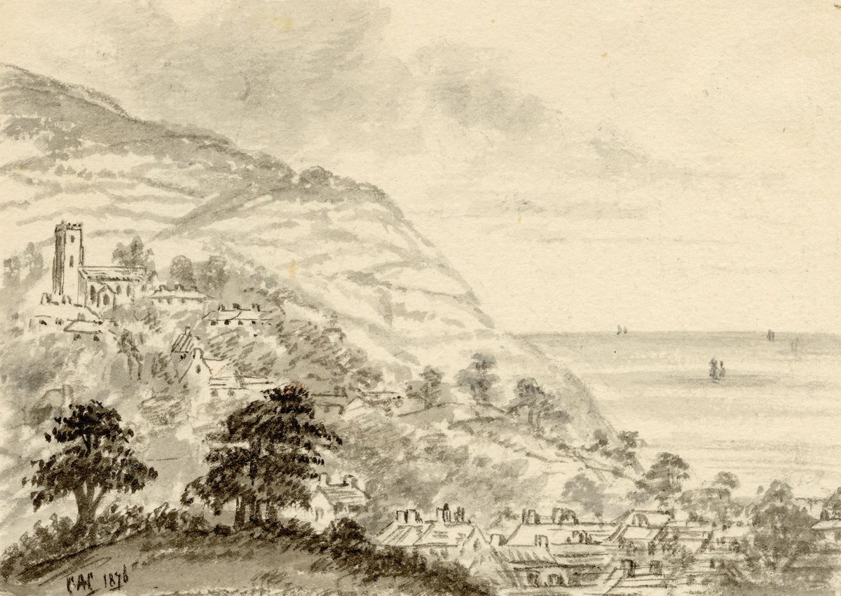 C.A. Collis, Minehead from the Porlock Road, Somerset Coast – 1876 watercolour painting