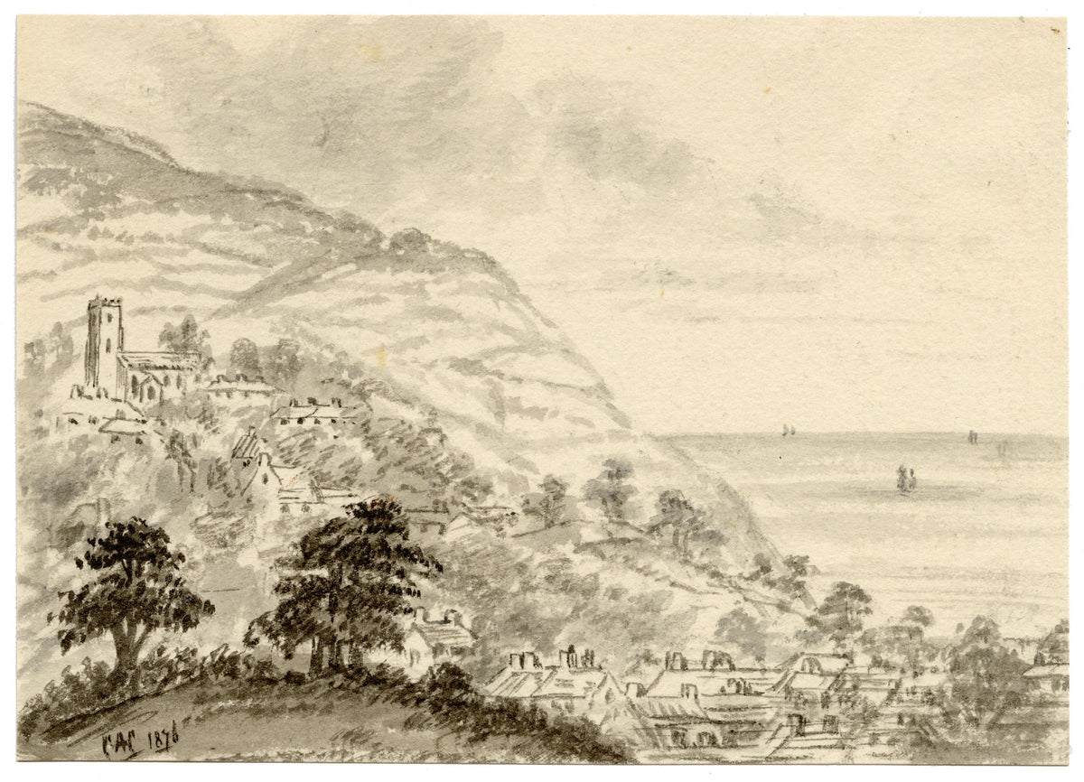 C.A. Collis, Minehead from the Porlock Road, Somerset Coast – 1876 watercolour painting