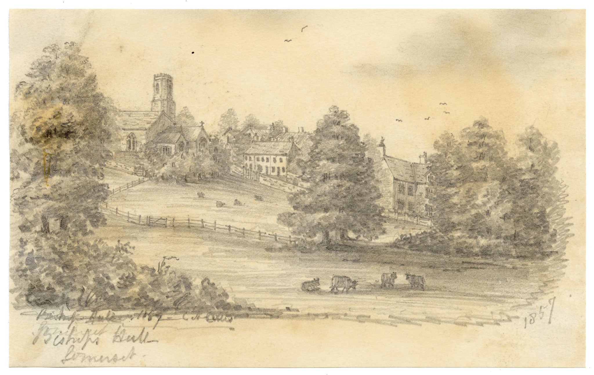 C.A. Collis, Bishop's Hull, Taunton, Somerset – 1857 graphite drawing