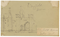 C.A. Collis, Wingfield Manor Outer Court, Derbyshire – 1881 watercolour painting