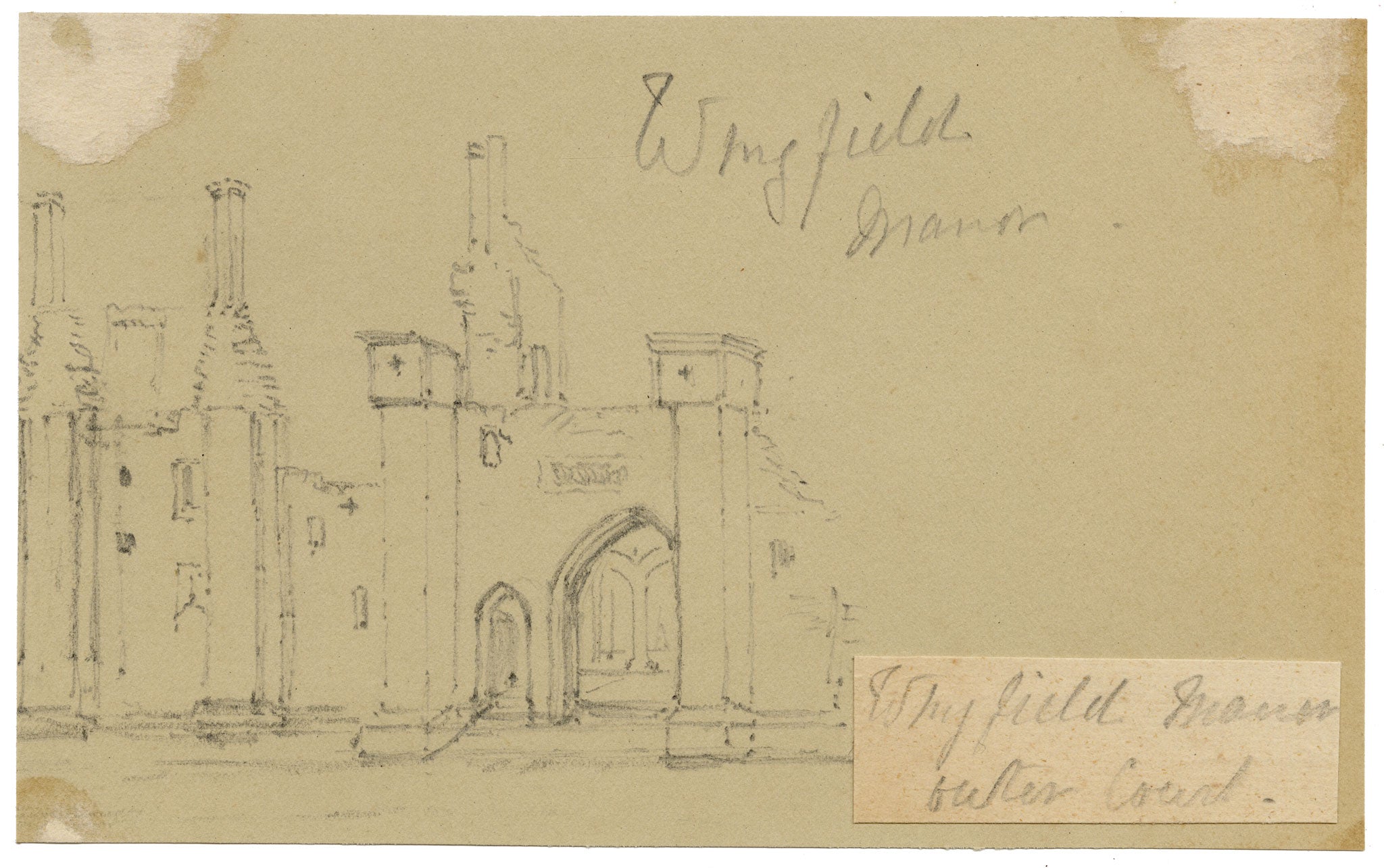 C.A. Collis, Wingfield Manor Outer Court, Derbyshire – 1881 watercolour painting